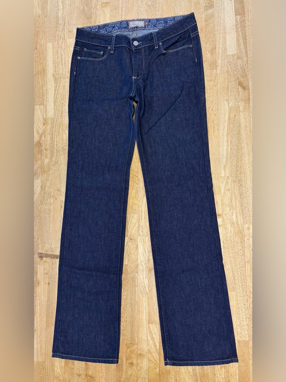 Y2K PAIGE Melrose Premium Denim Dark Wash Paisley Straight Jeans USA Sz 30
